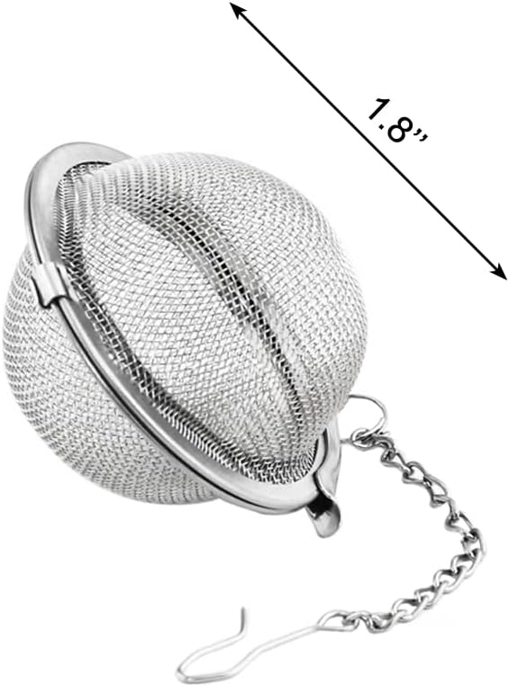 Stainless Steel Tea Strainer Infuser Ball Mesh Tea Filter with Extended Chain Hook (4.5cm)