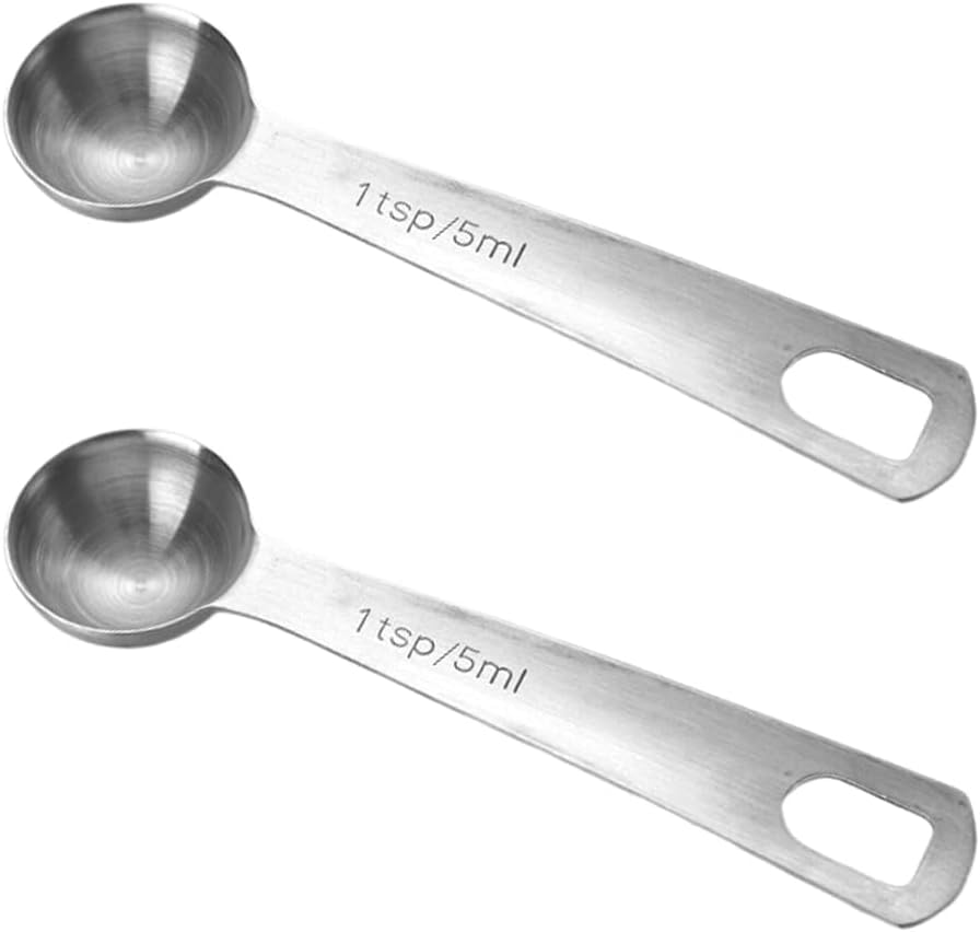 Stainless Steel Teaspoon Measuring Spoons for Tea (1/3 Tbsp, 5ml, 5cc, 1/6 Oz)