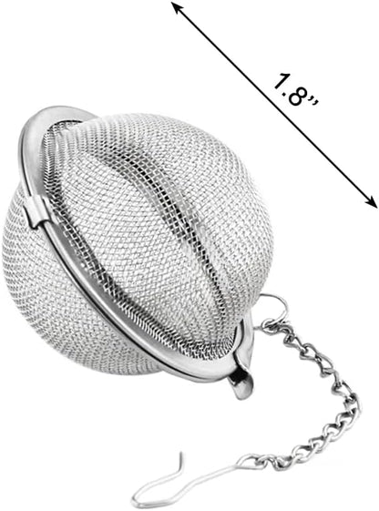 Stainless Steel Tea Strainer Infuser Ball Mesh Tea Filter with Extended Chain Hook (4.5cm)