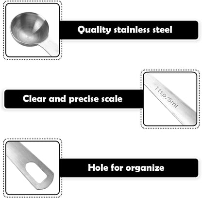 Stainless Steel Teaspoon Measuring Spoons for Tea (1/3 Tbsp, 5ml, 5cc, 1/6 Oz)